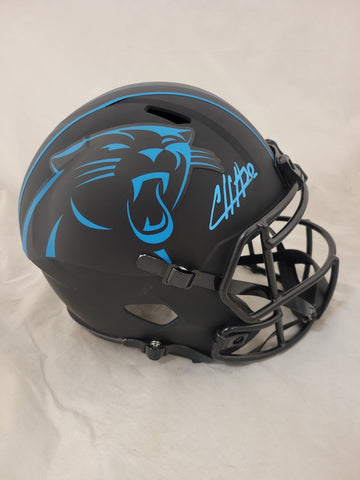 CHUBA HUBBARD SIGNED CAROLINA PANTHERS F/S ECLIPSE SPEED REP HELMET BECKETT