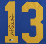 Kurt Warner Signed Los Angeles Rams 35x43 Framed Jersey (Beckett) Super Bowl MVP
