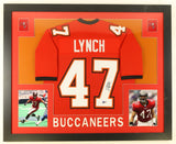 John Lynch Signed Tampa Bay Buccaneers 35x43 Framed Jersey (Beckett) Def. Back