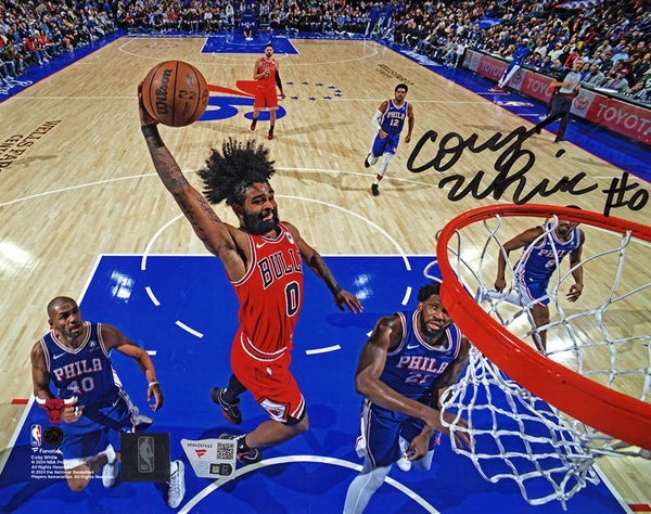 Coby White Signed Chicago Bulls Dunk vs 76ers 8x10 Photo - (FANATICS COA)