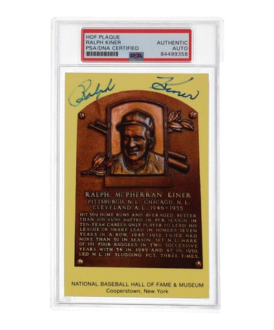 Ralph Kiner Signed HOF Postcard (PSA Encapsulated) Pirates, Cubs, Indians O.F.