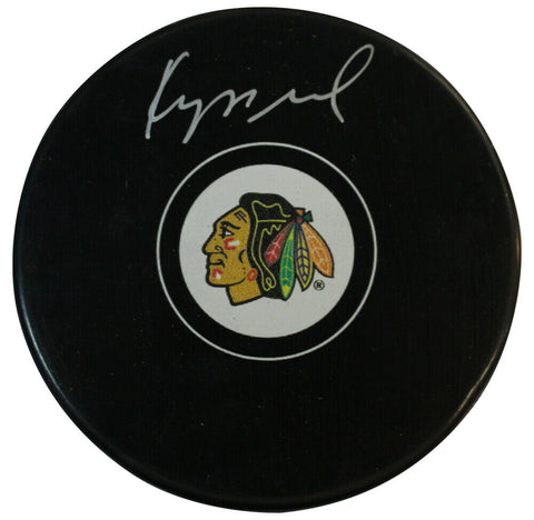 Philipp Kurashev Autographed/Signed Chicago Blackhawks Puck Fanatics 35445