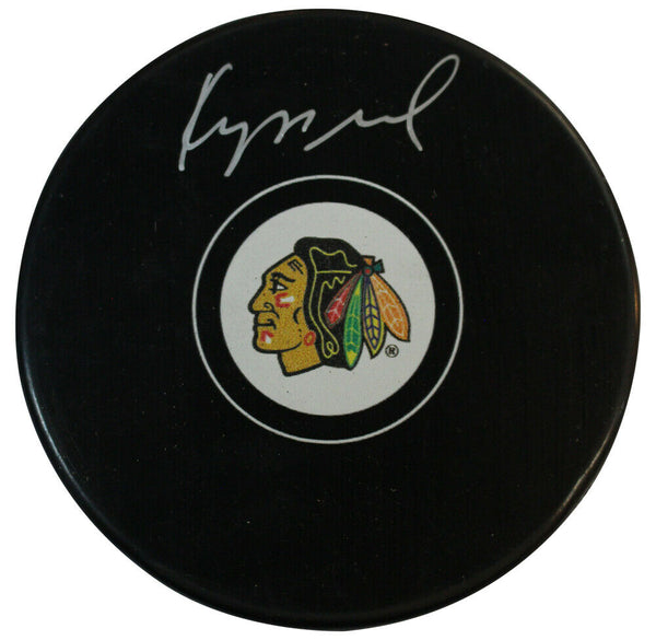 Philipp Kurashev Autographed/Signed Chicago Blackhawks Puck Fanatics 35445