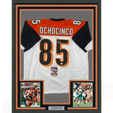 FRAMED Autographed/Signed CHAD OCHOCINCO Johnson 33x42 White Jersey JSA COA Auto