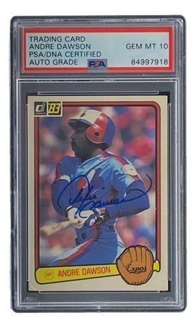 Andre Dawson Signed Expos 1983 Donruss #518 Trading Card PSA/DNA Gem MT 10