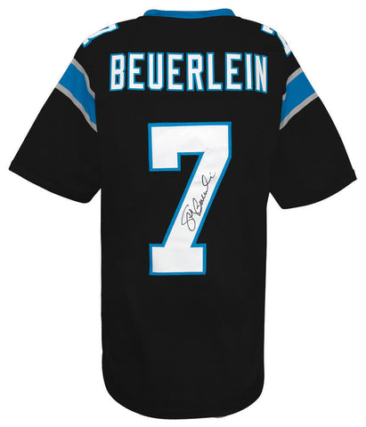 Steve Beuerlein (PANTHERS) Signed Black Custom Football Jersey - (SCHWARTZ COA)