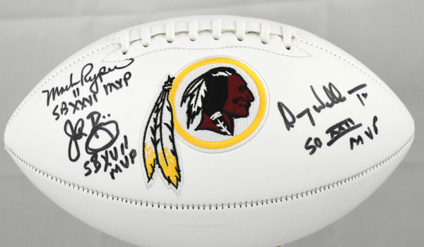 Mark Rypien John Riggins Doug Williams Signed Redskins Logo Football - Beckett