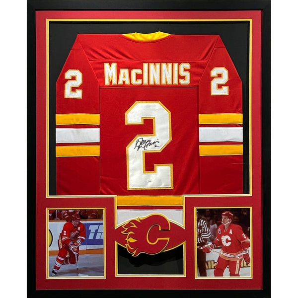 Al Macinnis Autographed Signed Framed Calgary Flames Jersey JSA