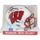 Zack Baun Autographed/Signed Wisconsin Badgers Mini Helmet Beckett Witness 52885