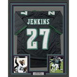 Framed Autographed/Signed Malcolm Jenkins 33x42 Black Jersey BAS COA