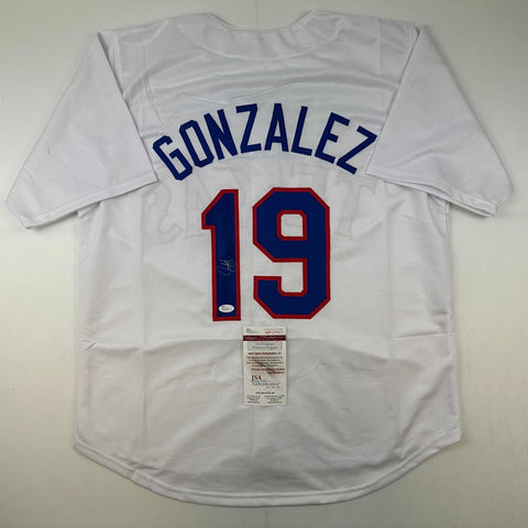 Autographed/Signed Juan Gonzalez Texas White Baseball Jersey JSA COA