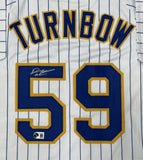 DERRICK TURNBOW Signed Custom Replica Pinstripe Brewers Jersey AUTO - BAS
