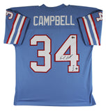 Oilers Earl Campbell "HOF 91" Signed Light Blue M&N Throwback Jersey BAS Witness