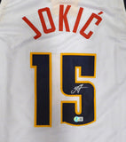 Denver Nuggets Nikola Jokic Autographed White Jersey Beckett BAS QR #BN13969