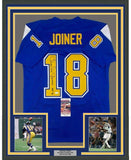 Framed Autographed/Signed Charlie Joiner HOF 96 35x39 Royal Blue Jersey JSA COA
