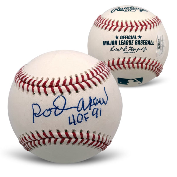 Rod Carew Autographed California Angels HOF 91 Signed Baseball JSA