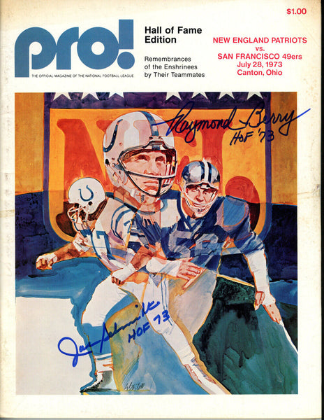 Raymond Berry & Joe Schmidt Signed 1973 Pro Magazine HOF Beckett 38066