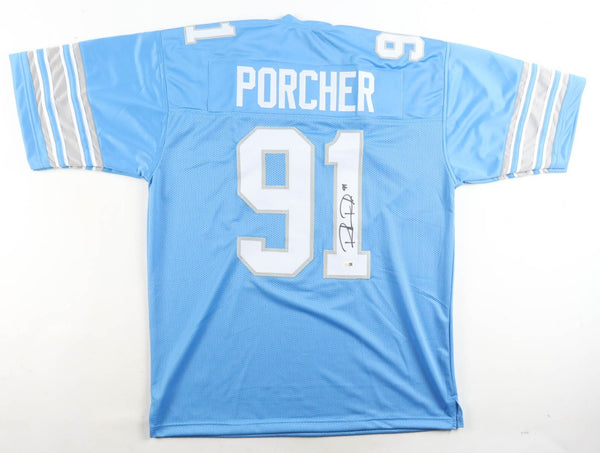 Robert Porcher Signed Detroit Lions Jersey (JSA) Motown Defensive End 1992-2004