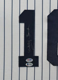 FRAMED SUEDE WHITEY FORD AUTOGRAPHED SIGNED NEW YORK YANKEES JERSEY PSA COA