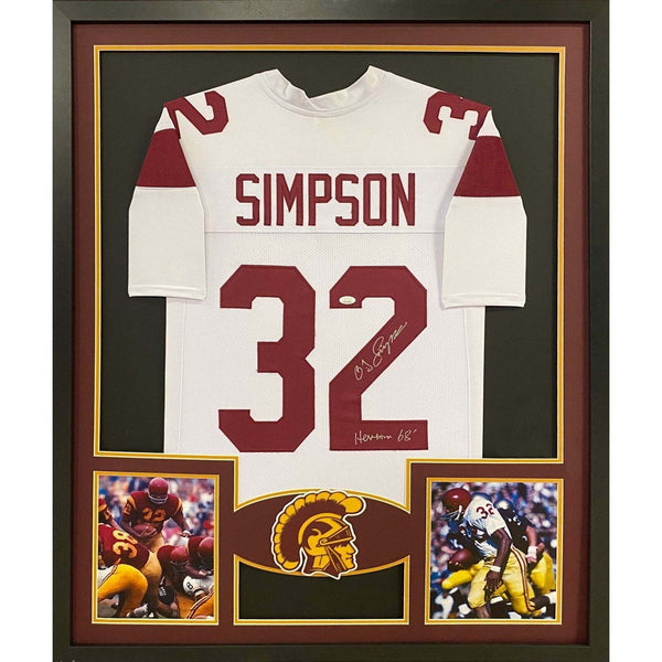 OJ Simpson Autographed Signed Framed White USC O.J. Jersey JSA