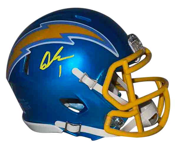 QUENTIN JOHNSTON SIGNED LOS ANGELES CHARGERS FLASH SPEED MINI HELMET BECKETT