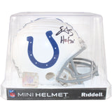 Edgerrin James Autographed Indianapolis Colts VSR4 Mini Helmet Beckett 51583