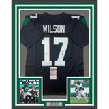 Framed Autographed/Signed Garrett Wilson 33x42 New York Black Jersey JSA COA