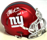 Michael Strahan Signed W/ HOF Giants Blaze Speed Mini Helmet - JSA *White