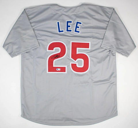 Derrek Lee Signed Chicago Cubs Gray Road Jersey (Beckett) 2005 N.L Batting Champ