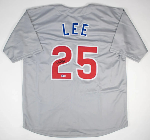 Derrek Lee Signed Chicago Cubs Gray Road Jersey (Beckett) 2005 N.L Batting Champ