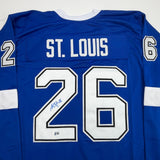 Autographed/Signed Martin St. Louis Tampa Bay Blue Jersey Beckett BAS COA