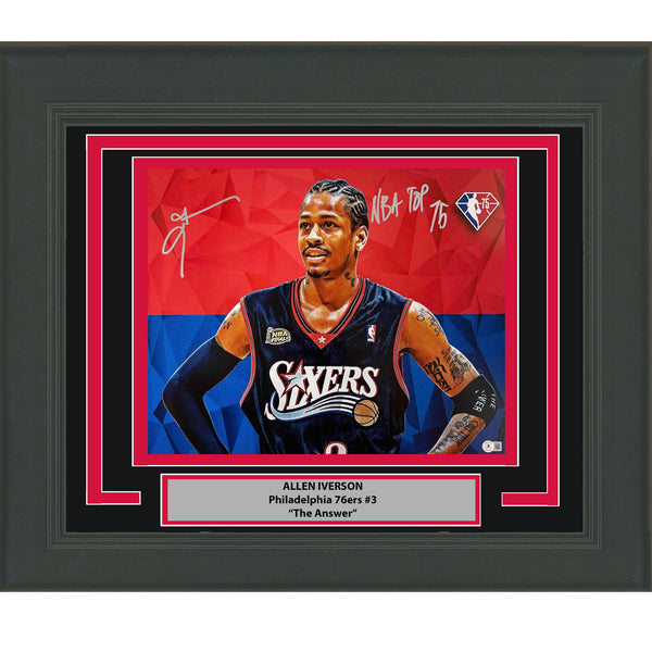 Framed Autographed/Signed Allen Iverson "NBA Top 75" 16x20 Photo Beckett BAS COA
