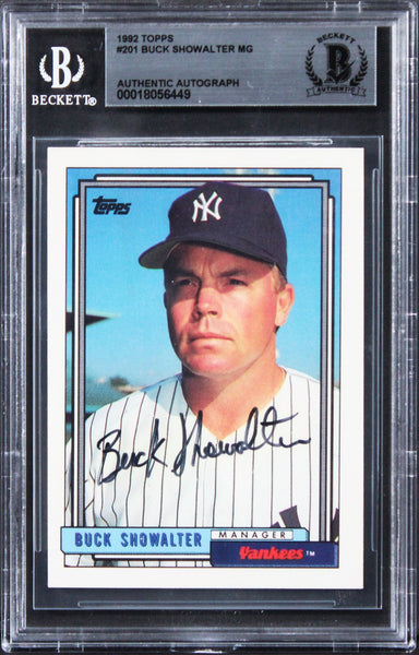 Yankees Buck Showalter Authentic Signed 1992 Topps #201 Card BAS Slabbed