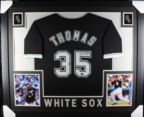 FRANK THOMAS (White Sox black SKYLINE) Signed Autographed Framed Jersey Beckett