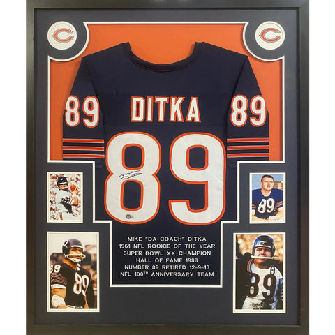 Mike Ditka Autographed Signed Framed Stat Chicago Bears Jersey BECKETT