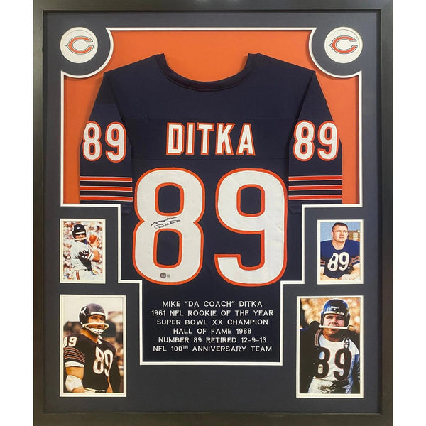 Mike Ditka Autographed Signed Framed Stat Chicago Bears Jersey BECKETT