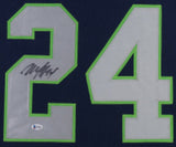 Marshawn Lynch Signed Seattle Seahawks 35x43 Framed Jersey (Beckett COA)