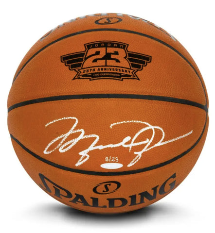 Michael Jordan Autographed Bulls 25th Anniversary Engraved Basketball UDA LE 23