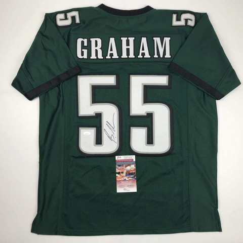 Autographed/Signed Brandon Graham Philadelphia Green Football Jersey JSA COA