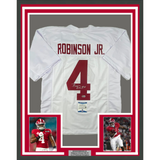 Framed Autographed/Signed Brian Robinson Jr. 33x42 Alabama White Jersey BAS COA