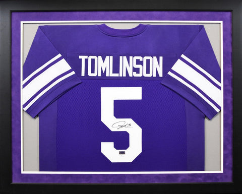 LADAINIAN TOMLINSON AUTOGRAPHED TCU HORNED FROGS #5 FRAMED JERSEY JSA