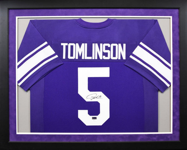 LADAINIAN TOMLINSON AUTOGRAPHED TCU HORNED FROGS #5 FRAMED JERSEY JSA