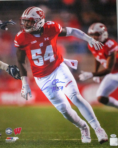 WI Badgers Linebacker CHRIS ORR Signed 16x20 Photo #2 AUTO - 2020 Draft Pick