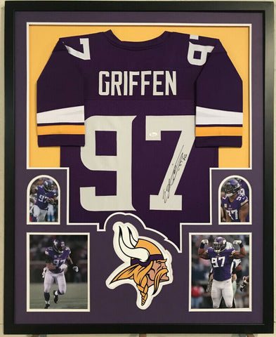 Everson Griffen Signed Minnesota Vikings 34x42 Framed Jersey Display (JSA COA)