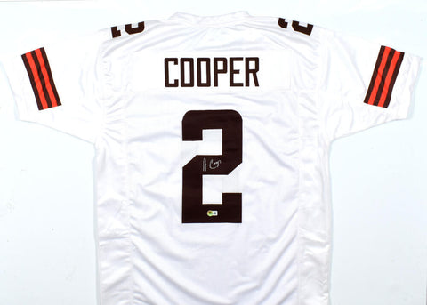 Amari Cooper Autographed White Pro Style Jersey- Beckett W Hologram *Silver