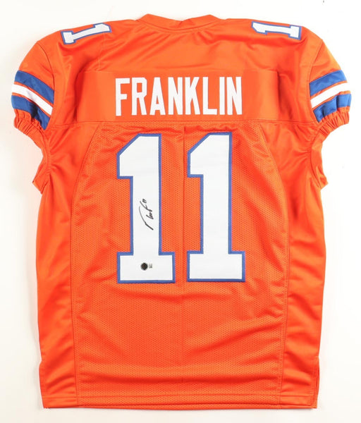Troy Franklin Signed Denver Broncos Pro Cut Jersey (Beckett) 2024 Rnd Pck Oregon