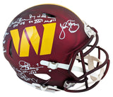 Washington (7) Green, Riggins +5 Signed F/S Speed Proline Helmet w/ Case BAS Wit