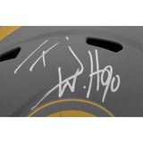 TJ Watt Autographed/Signed Pittsburgh Steelers F/S Slate Helmet Beckett 48607