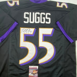 Autographed/Signed Terrell Suggs Baltimore Black Football Jersey JSA COA Auto