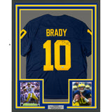 Framed Signed Tom Brady 35x39 Michigan Wolverines Blue Authentic Lim